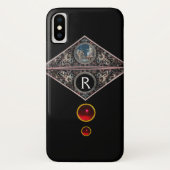 RENAISSANCE MONOGRAM MET RED RUBY GEMSTONES Black Case-Mate iPhone Case (Achterkant)