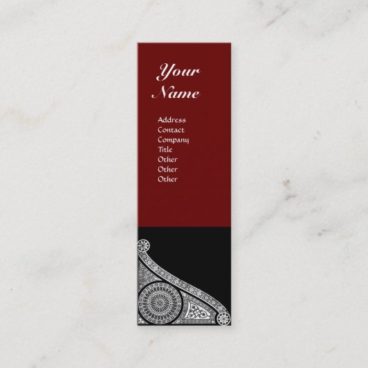 RENAISSANCE MONOGRAM red brown Mini Visitekaartje (Voorkant)