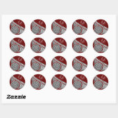 RENAISSANCE MONOGRAM, rood Ronde Sticker (Vel)