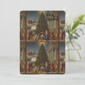 Renaissance Nativity Santa Christmas Card 5x7 Feestdagenkaart (Staand voorkant)