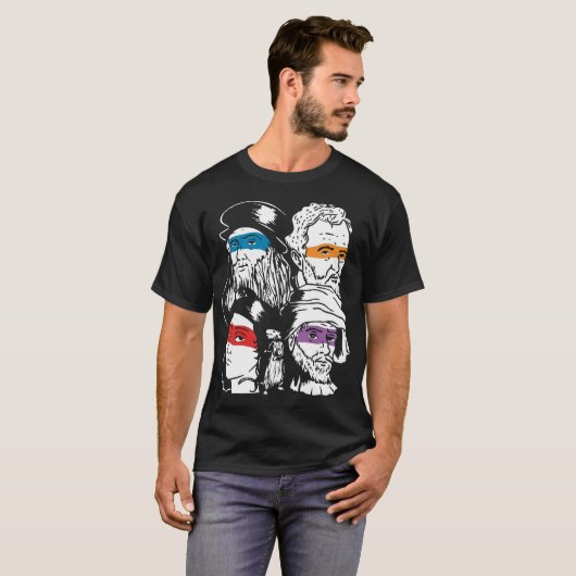 Renaissance Ninja Artists Poster Style Pop Art T-shirt (Voorkant volledig)