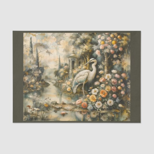 Renaissance olieverfschilderij met reiger en natuu tissuepapier (Voorkant)