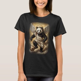 Renaissance Panda Stijl speelt voetbal op een  T-shirt