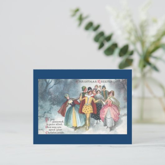 Renaissance People Vintage Kerstmis Feestdagenkaart (Staand voorkant)