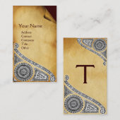 RENAISSANCE perkament monogram 1 Visitekaartje (Voorkant / Achterkant)