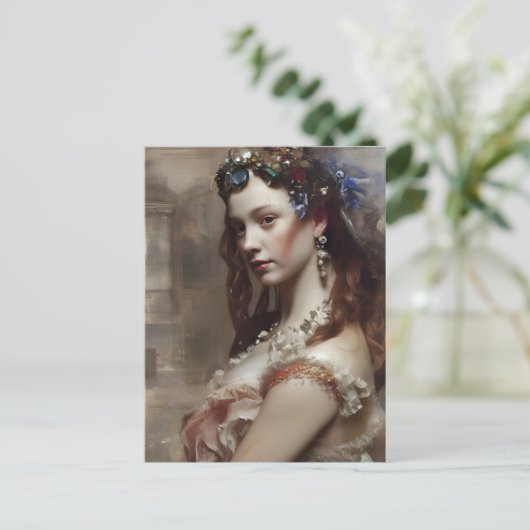 Renaissance Princess AI genereerde fantasiekunst Briefkaart (Staand voorkant)
