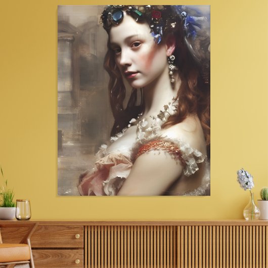 Renaissance Princess AI genereerde fantasiekunst Canvas Afdruk (Insitu (Woonkamer))