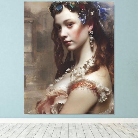 Renaissance Princess AI genereerde fantasiekunst Canvas Afdruk (Insitu (Houten vloer))