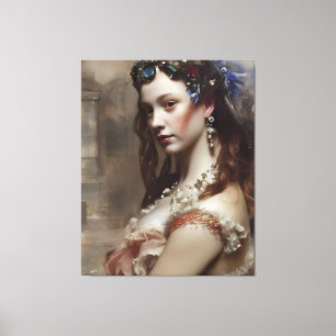 Renaissance Princess AI genereerde fantasiekunst Canvas Afdruk
