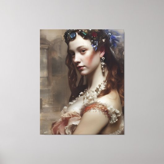 Renaissance Princess AI genereerde fantasiekunst Canvas Afdruk (Voorkant)