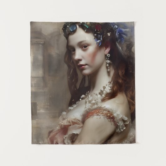 Renaissance Princess AI genereerde fantasiekunst Wandkleed (Voorkant)