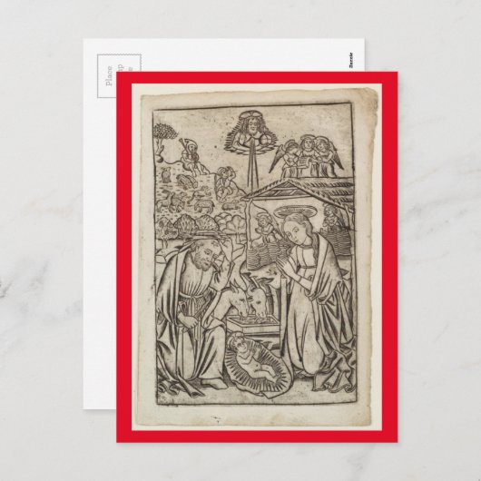 RENAISSANCE PRINT OF NATIVITY CHRISTMAS KAART (Voorkant / Achterkant)