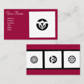 RENAISSANCE Red Black White Geometric Floral Visitekaartje (Voorkant / Achterkant)