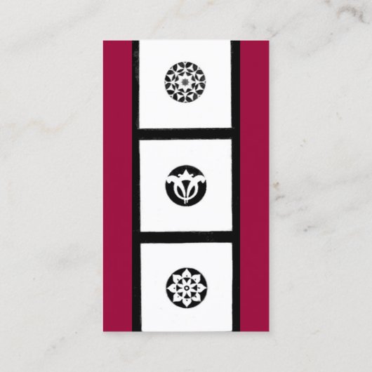 RENAISSANCE Red Black White Geometric Floral Visitekaartje (Achterkant)