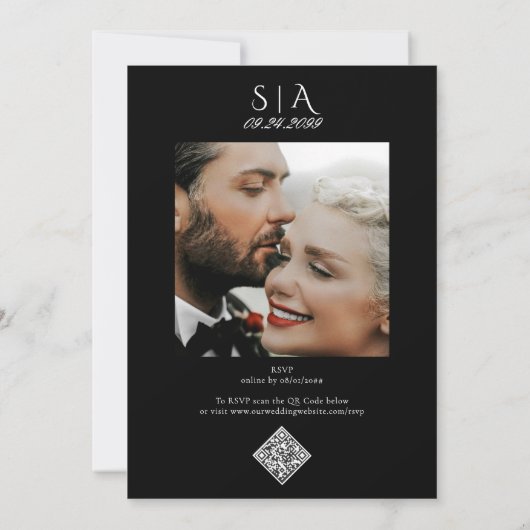 Renaissance Regency Bow AIO Black Wedding Kaart (Achterkant)