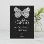 Renaissance Regency  Bow Black AIO Wedding Kaart (Staand voorkant)
