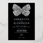 Renaissance Regency Bow Zwart Fotobruiloft Folie Uitnodiging (Voorkant)