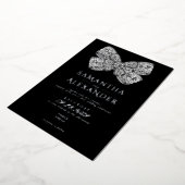 Renaissance Regency  Bow Zwart Fotobruiloft Folie Uitnodiging (Gedraaid)