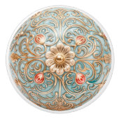 Renaissance Roos Keramische Knob Pull Knop (Voorkant)