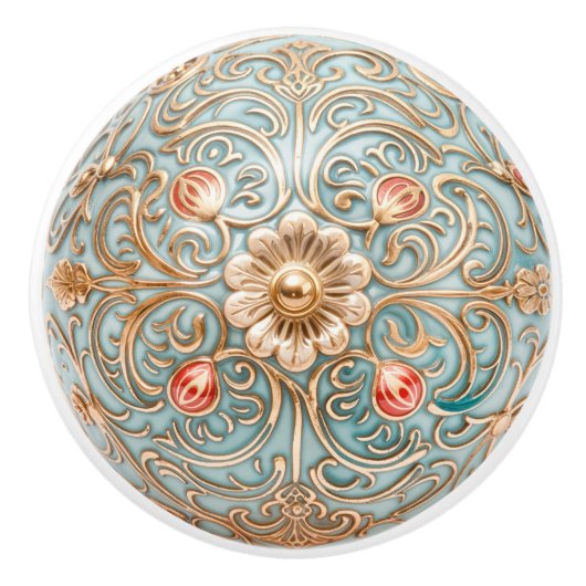 Renaissance Roos Keramische Knob Pull Knop (Voorkant)