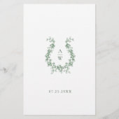 Renaissance Sage Green Bloemen Trouwmenu (Achterkant)