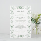 Renaissance Sage Green Bloemen Trouwmenu (Staand voorkant)