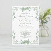 Renaissance Sage Green bruiloft ceremonie Programmakaart (Staand voorkant)