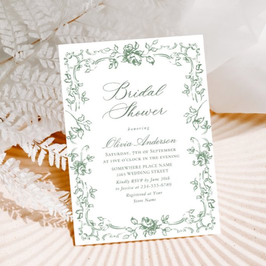 Renaissance  Sage Green Floral Vrijgezellenfeest Kaart