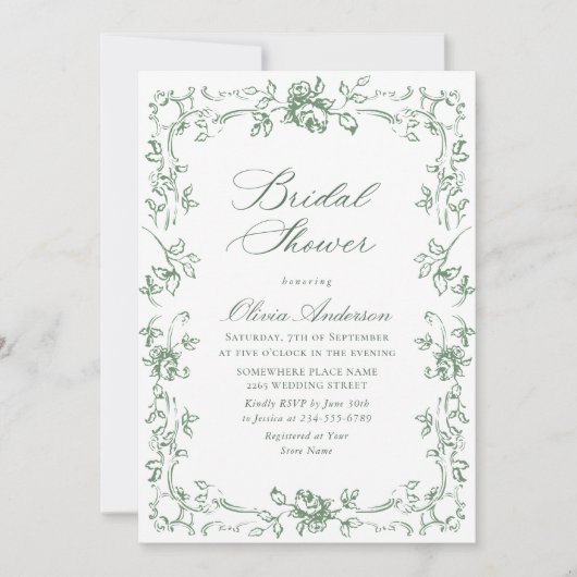 Renaissance  Sage Green Floral Vrijgezellenfeest Kaart (Voorkant)