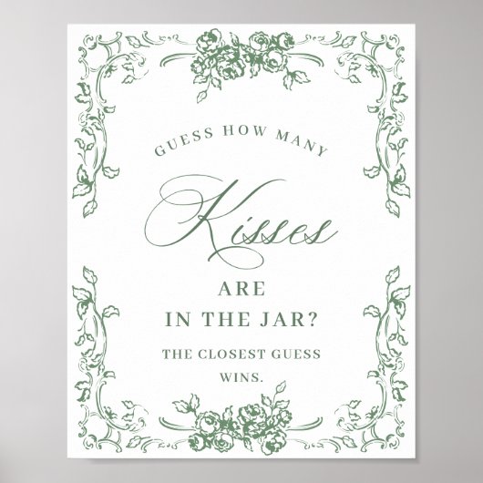 Renaissance Sage Green Floral Vrijgezellenfeest Poster (Voorkant)