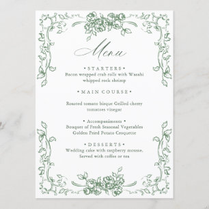 Renaissance  Sage Green Floral Wedding Menu