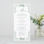 Renaissance Sage Green Floral Wedding Menu (Staand voorkant)