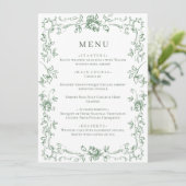 Renaissance  Sage Green Floral Wedding Menu (Staand voorkant)