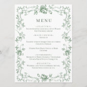 Renaissance Sage Green Floral Wedding Menu (Voorkant)