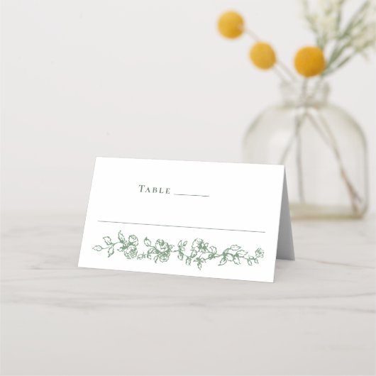 Renaissance  Sage Green Floral Wedding Plaatskaartje (Voorkant)