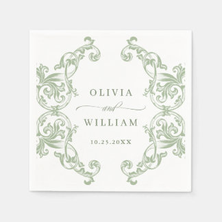 Renaissance Sage Green Floral Wedding Servet