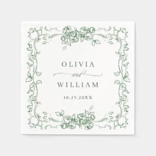Renaissance  Sage Green Floral Wedding Servet