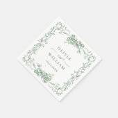 Renaissance Sage Green Floral Wedding Servet (Hoek)