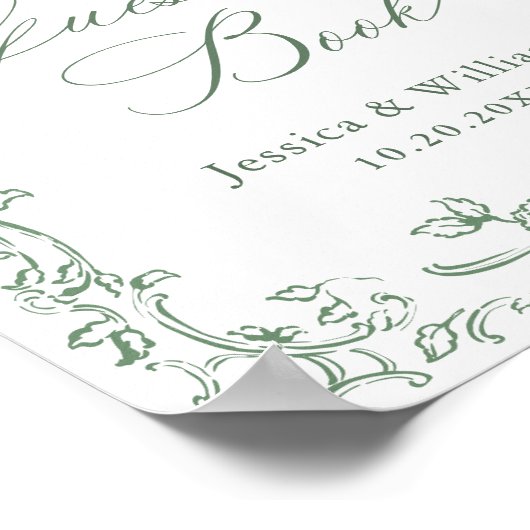 Renaissance  Sage Green Guestbook Sign Poster (Hoek)