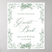Renaissance  Sage Green Guestbook Sign Poster (Voorkant)