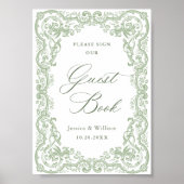 Renaissance  Sage Green Guestbook Sign Poster (Voorkant)