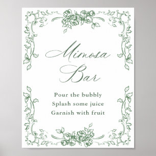 Renaissance  Sage Green Mimosa Bar Sign Poster