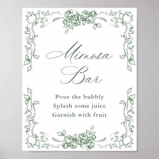 Renaissance  Sage Green Mimosa Bar Sign Poster (Voorkant)