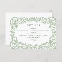 Renaissance Sage Green Wedding Details Informatiekaartje