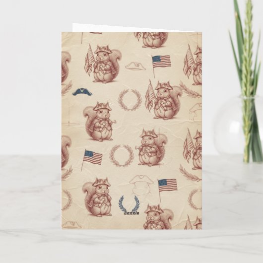 Renaissance Sanguine Patriotic Squirrel Card Feestdagen Kaart (Achterkant)