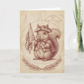 Renaissance Sanguine Patriotic Squirrel Card Feestdagen Kaart (Voorkant)