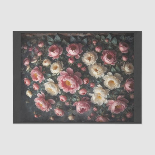 Renaissance schilderij tapijt van pioenroos bloeme tissuepapier (Voorkant)