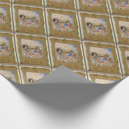 RENAISSANCE SCHILDERIJ VAN DE GEBOORTE ALS KERST K CADEAUPAPIER (Hoek)