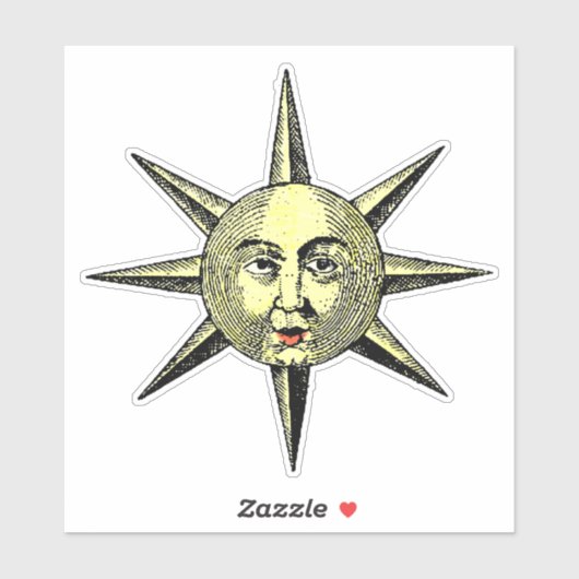 Renaissance Science Astronomy Handgekleurde zon Sticker (Vel)