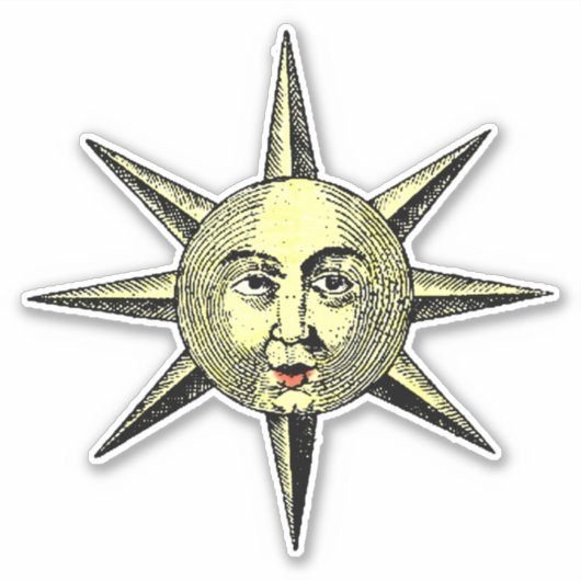 Renaissance Science Astronomy Handgekleurde zon Sticker (Voorkant)